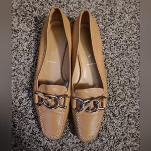 Prada Front Buckle Front Double Stitch loafers